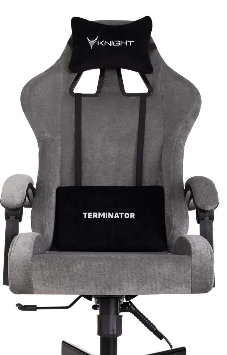 Кресло игровое Knight Terminator серый Light-19 с подголов. крестов. металл