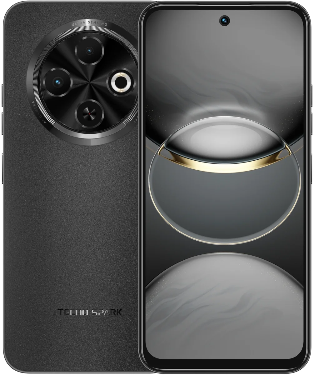 Смартфон Tecno Spark 30C 128Gb 6Gb черный моноблок 3G 4G 2Sim 6.67" 720x1600 Android 14 48Mpix 802.11 a/b/g/n/ac NFC GPS GSM900/1800 Protect FM microSD max1024Gb