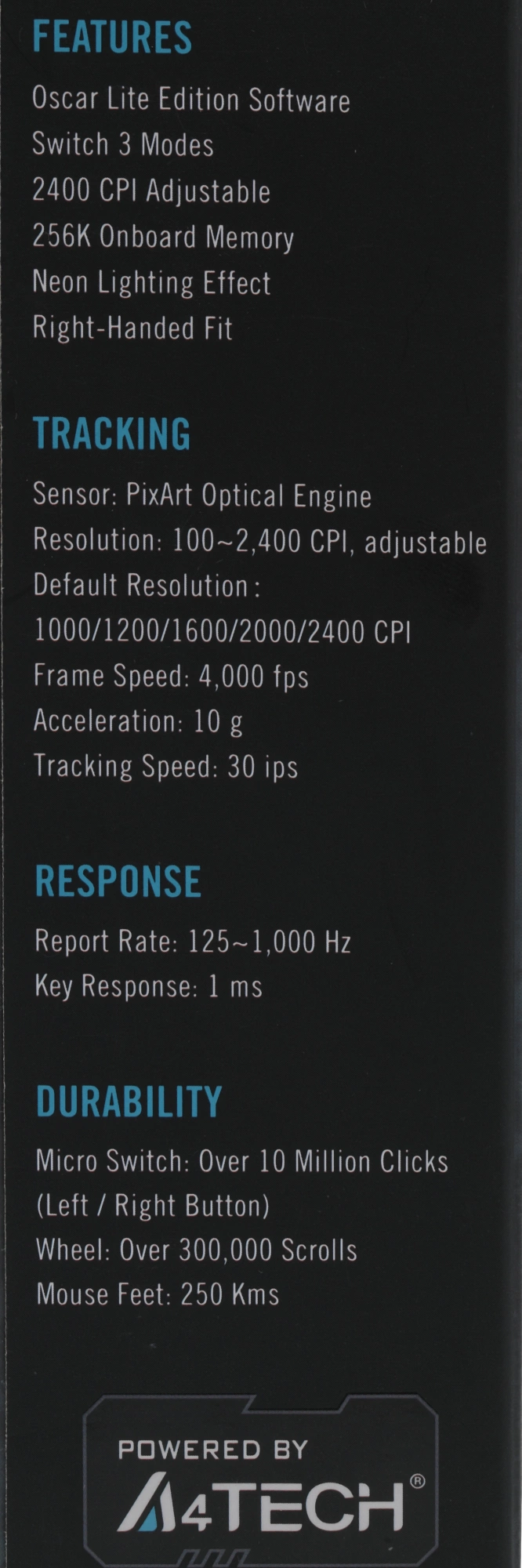 Мышь A4Tech X87 черный оптическая 2400dpi USB 8but (X87 (MAZE))