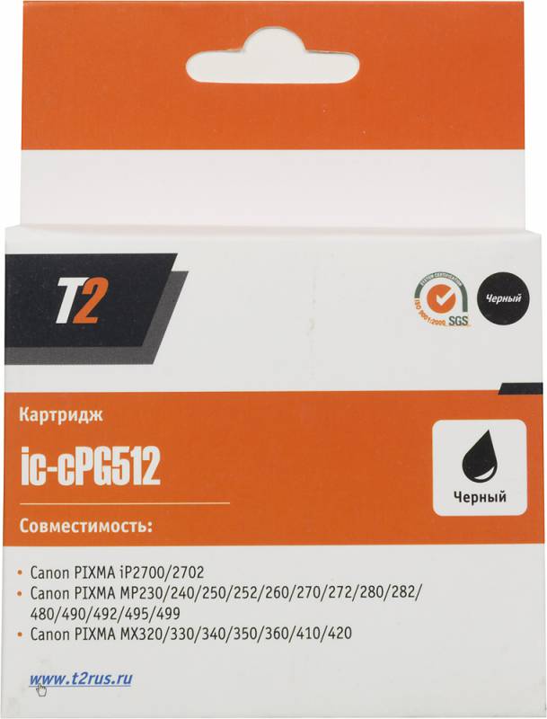 T2 PG-512 Картридж  (IC-CPG512) для Canon PIXMA iP2700/MP230/240/250/280/480/490/MX320/360/410, черный