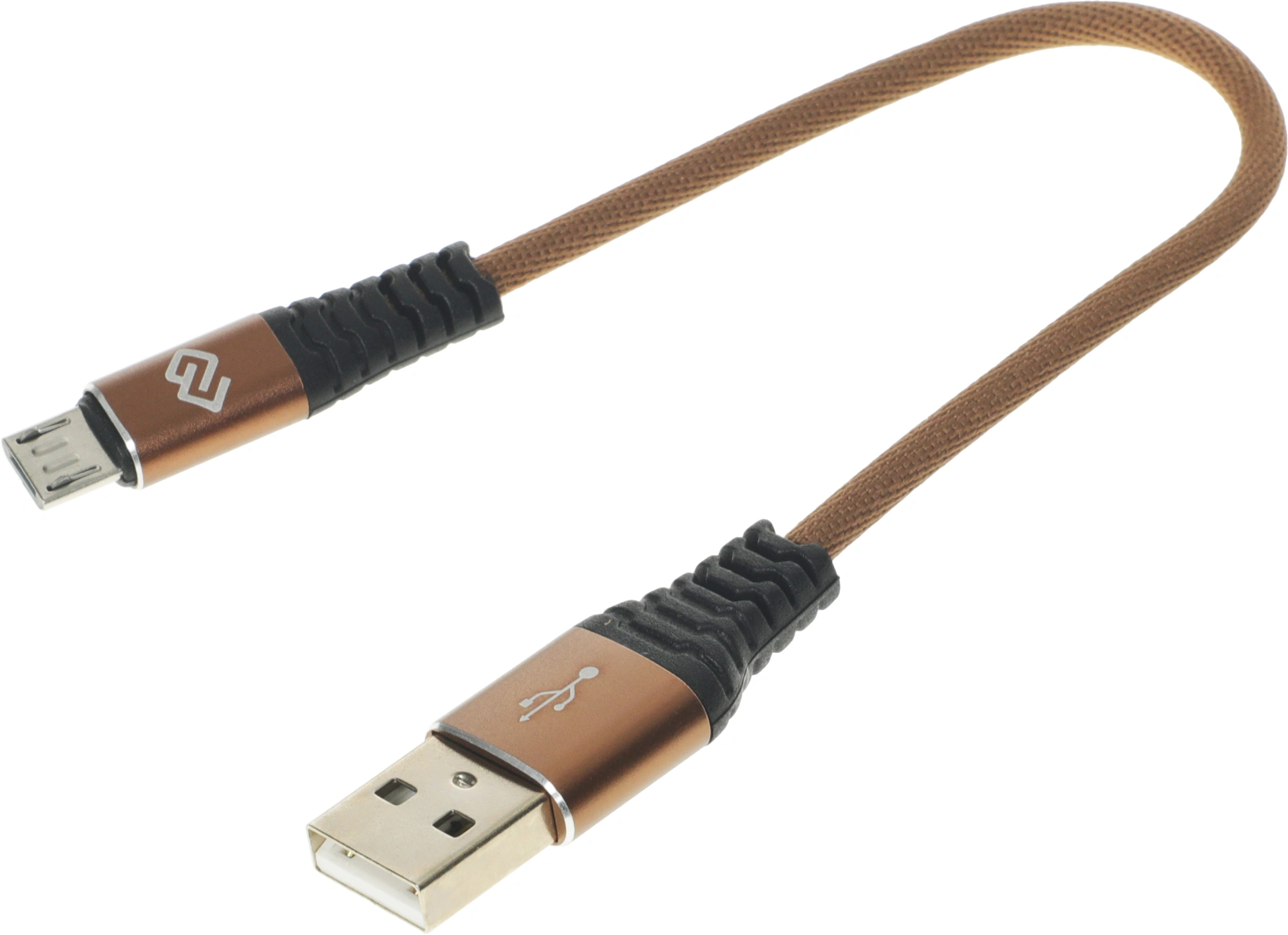 USB кабель Digma, USB Type A (M) -> micro USB (M) 2A, 0.15 м, цвет коричневый, MICROUSB-0.15M-BLK