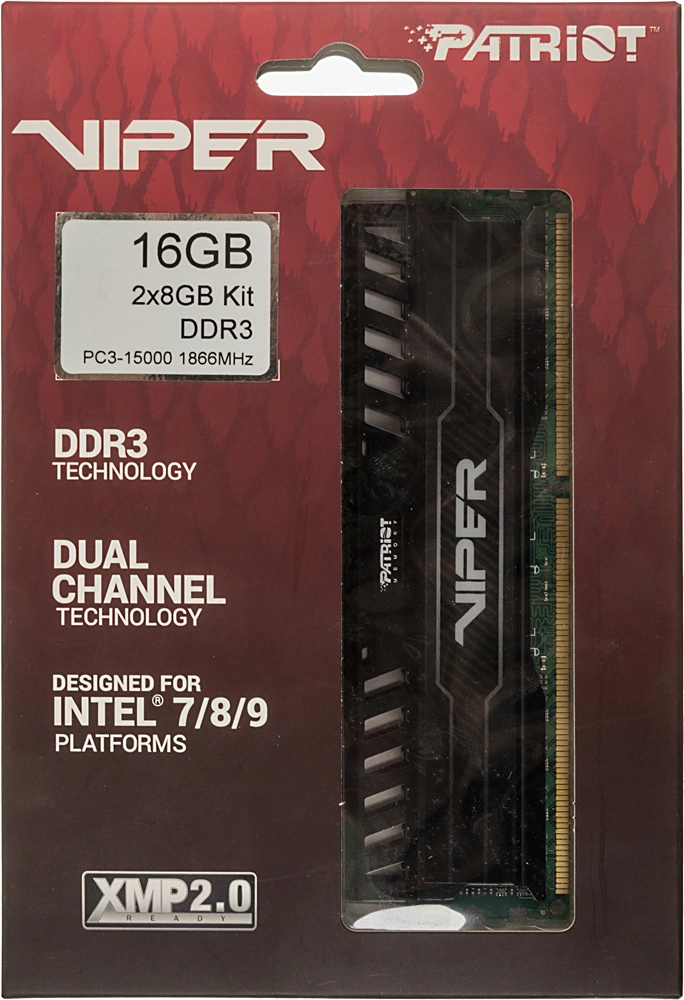 Память DDR3 2x8GB 1866MHz Patriot PV316G186C0K Viper 3 RTL Gaming PC3-14900 CL10 DIMM UDIMM 240-pin 1.5В dual rank с радиатором Ret