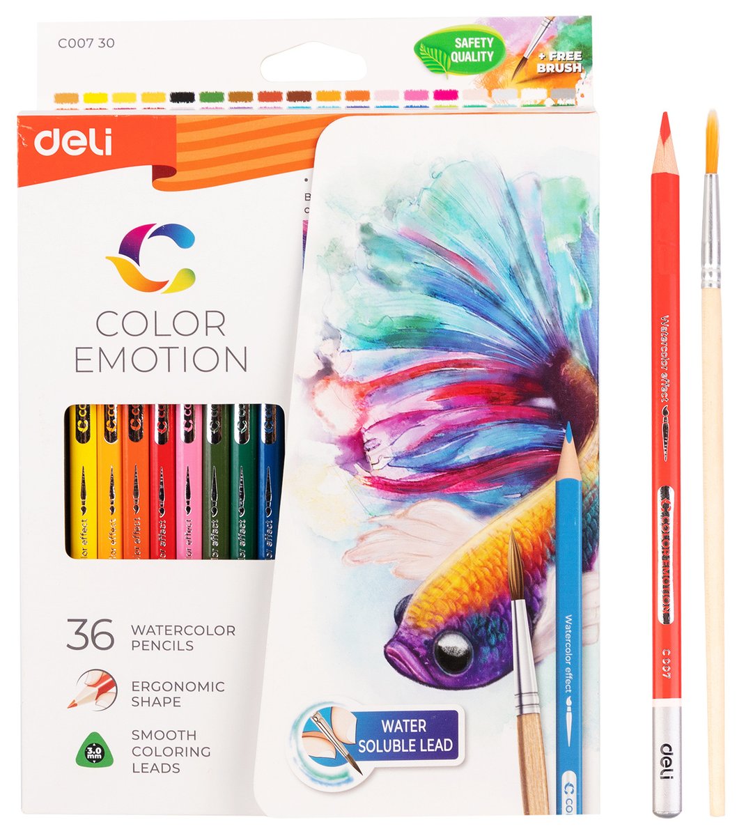 Карандаши цветные Deli Color Emotion EC00730 EC00730, липа, 36 цветов, коробка европодвес