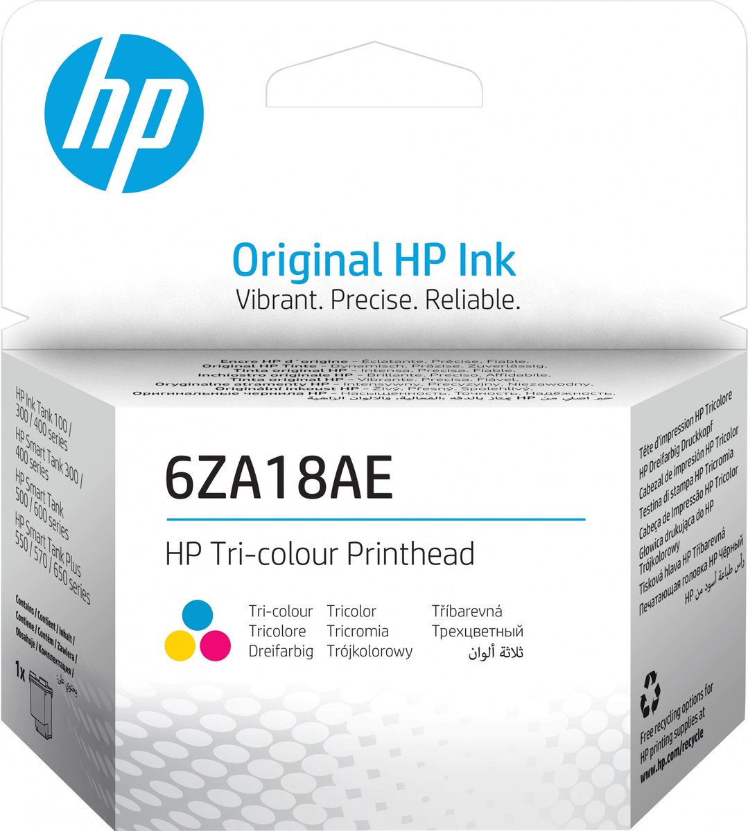 6ZA18AE - HP Tri Color Original Printhead 6ZA18AE для HP Ink Tank 100, 300, 400 series, HP Smart Tank 200, 500, 610, 650, 5100 series