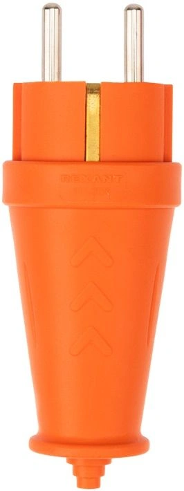 Rexant (111-202) Вилка влагозащищенная прямая COMPACT, с/з, 16А, IP44, каучук, оранжевая