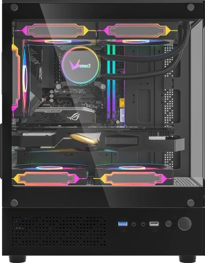 Корпус Formula Crystal Z1CM Plus FR черный без БП mATX 2x120mm 1xUSB3.0 audio bott PSU