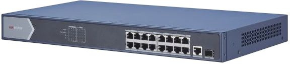 DS-3E0518P-E(B) - Коммутатор, Hikvision, DS-3E0518P-E(B), Неуправляемый, 16 x Gigabit RJ45, РоЕ 802.3af/at 230W, 1 x Gigabit, 1 x SFP, Стоечный, Металл
