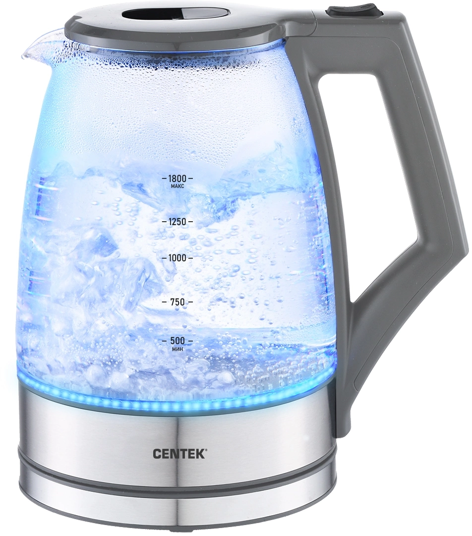 Чайник электрический Centek CT-0014 1.8л. 2200Вт серый/серебристый корпус: стекло/металл/пластик (CT-0014 GRAY)