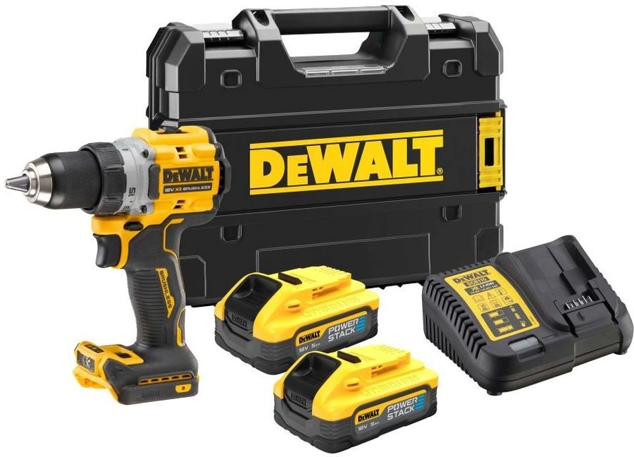 Дрель-шуруповерт DeWalt DCD800H2T-QW, Аккумуляторная, 18В, 2 АКБ, Ударная, Кейс