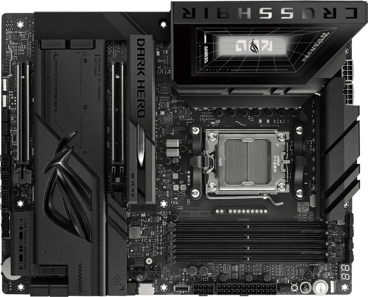 Материнская плата ASUS ROG CROSSHAIR X870E DARK HEROб AM5, X870Е, 4*DDR5, 4*SATA, 5*M.2, 9*USB 3.2, 2*USB4, 2*Type-C, 6*PCIx16, HDMI, ATX; 90MB1NT0-M0EAY0
