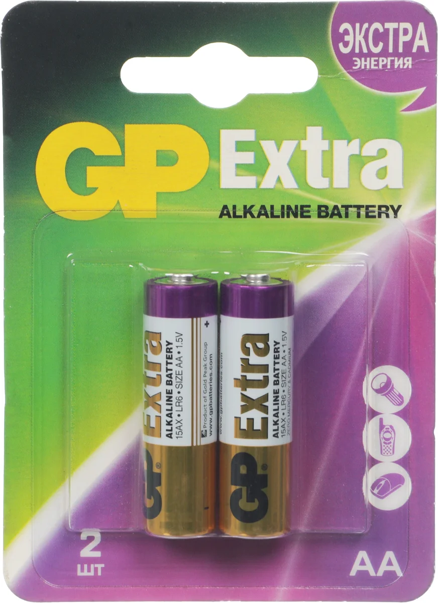 Батарея GP Extra Alkaline 15AX LR6 AA (2шт) блистер