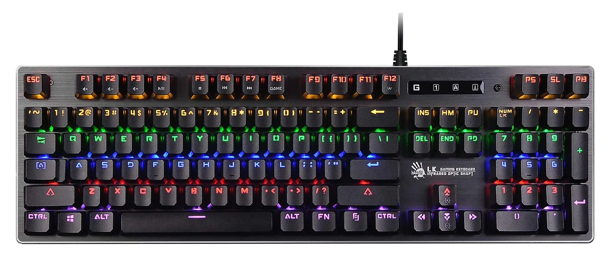 Клавиатура A4Tech B760 механическая серый USB Multimedia for gamer LED (B760 GREY (BLACK SWITCH)) кабель 1.8м