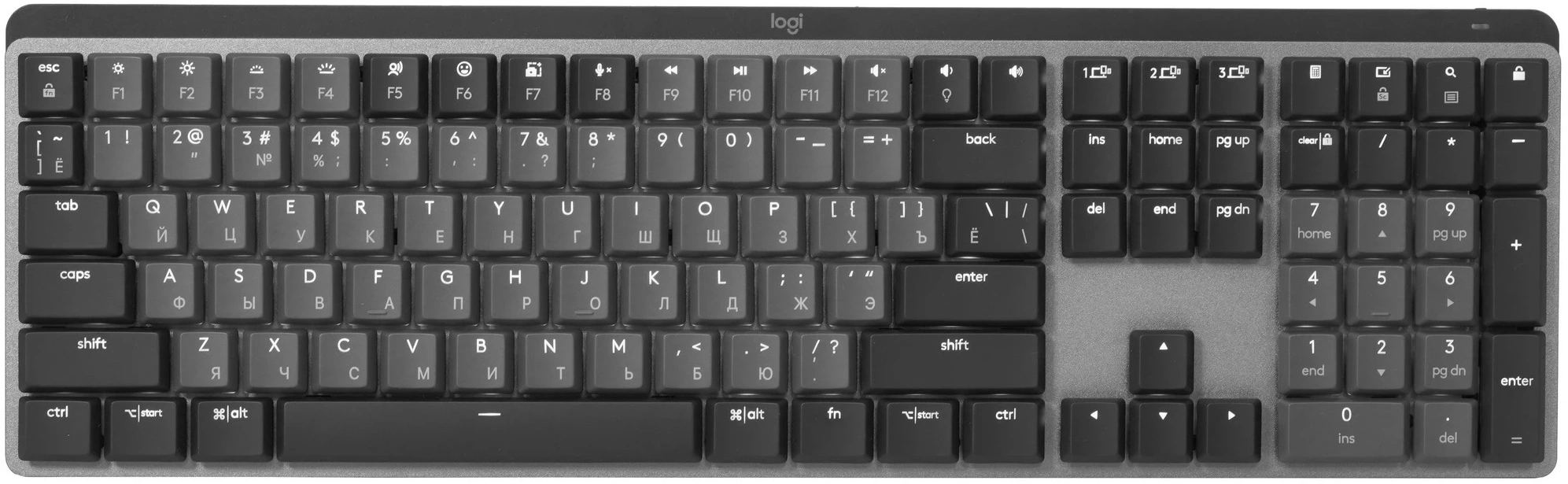 Клавиатура Logitech MX Mechanical механическая черный USB беспроводная BT/Radio slim LED (920-010766)