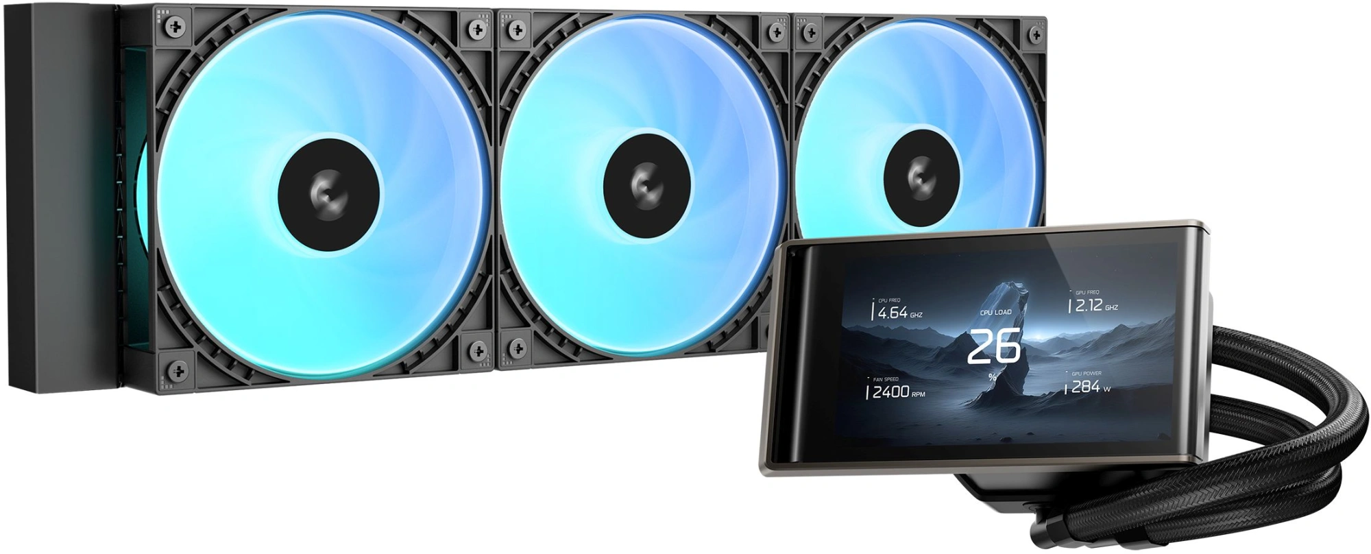 Система водяного охлаждения Deepcool LT360 Vision ARGB Soc-AM5/AM4/1200/1700/1851 черный 4-pin 33.66dB Al LCD 350W 1768gr Ret (R-LT360VISION-BKAMMC-G-1)