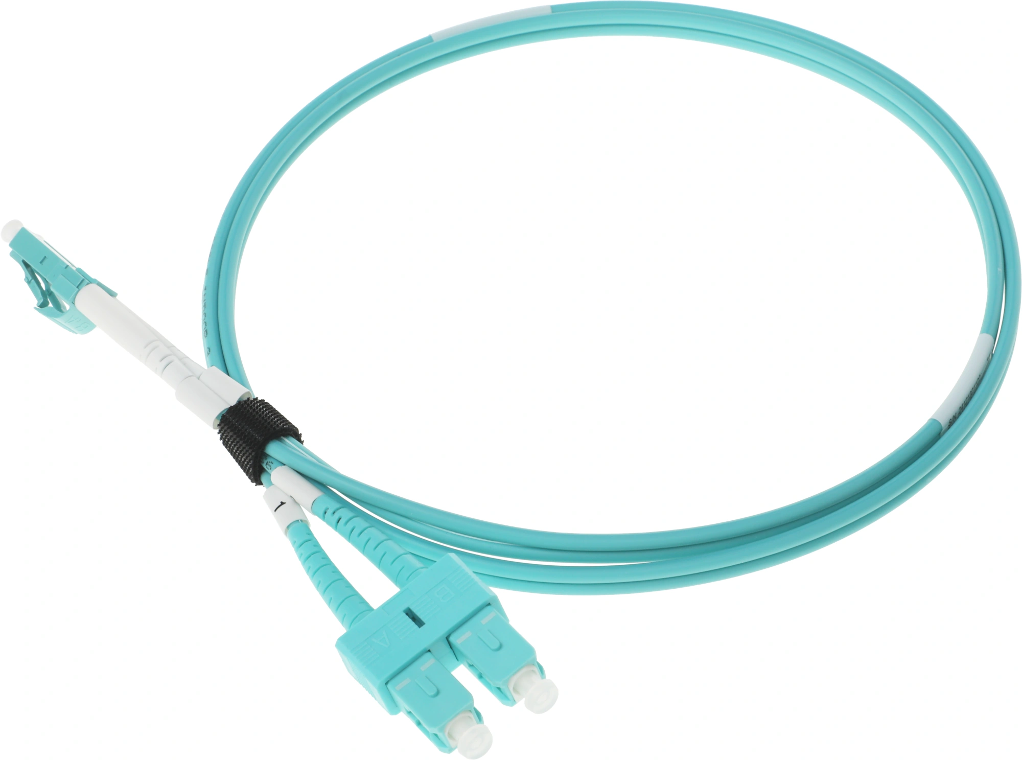 Оптический патч-корд LANMASTER, многомодовый, LC - SC, 9/125 мкм, LSZH, аква, 1 м, LAN-2LC-2SC/OM3-1.0