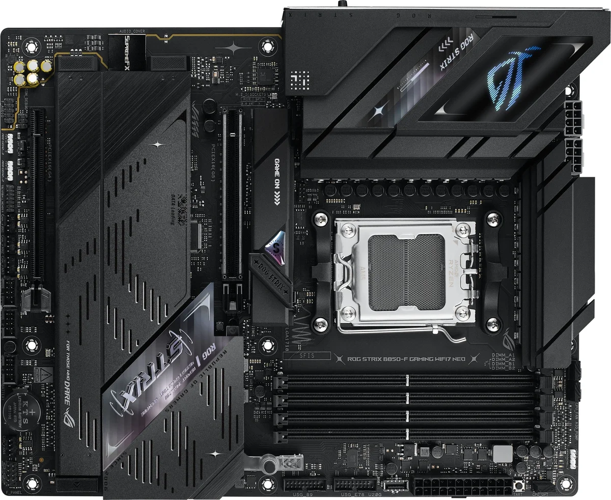 Материнская плата Asus - ROG Strix B850-F Gaming WIFI7 NEO, ATX, AMD B850, 1xAM5, 4xDDR5 до 256ГБ, 1x5GbE, audio, M.2, Wi-Fi, Bluetooth, HDMI, 2xSATA, 2xUSB2.0, 5xUSB3.1, 1xUSB3.1 Type C, 2xUSB3.2, 2xUSB3.2 Type C, ROG STRIX B850-F GAMING NEO