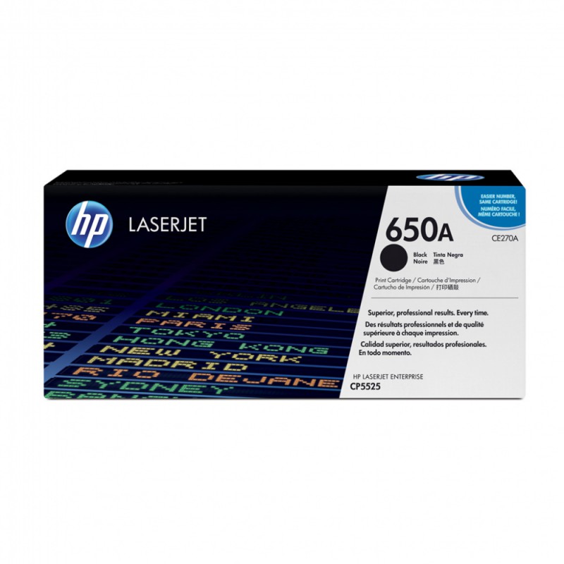 Картридж лазерный HP 650A CE270A черный бар.в компл. (13500стр.) для HP LJ CP5520/5525