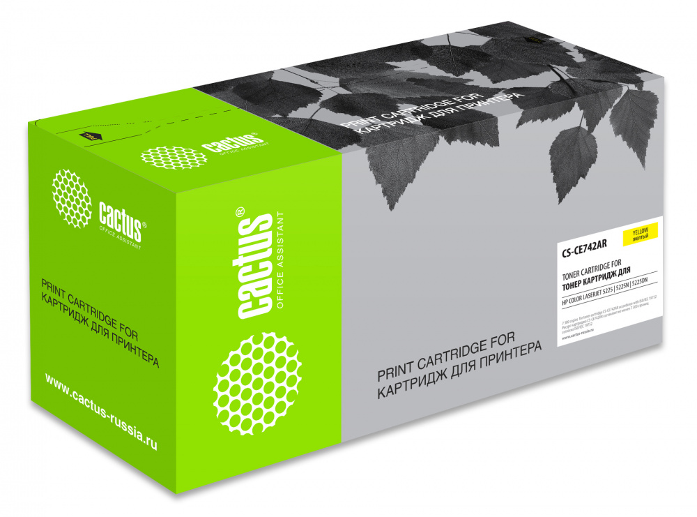 Картридж лазерный Cactus CS-CE742-WT желтый (7300стр.) для HP CLJ Pro CP5220/CP522 без чипа