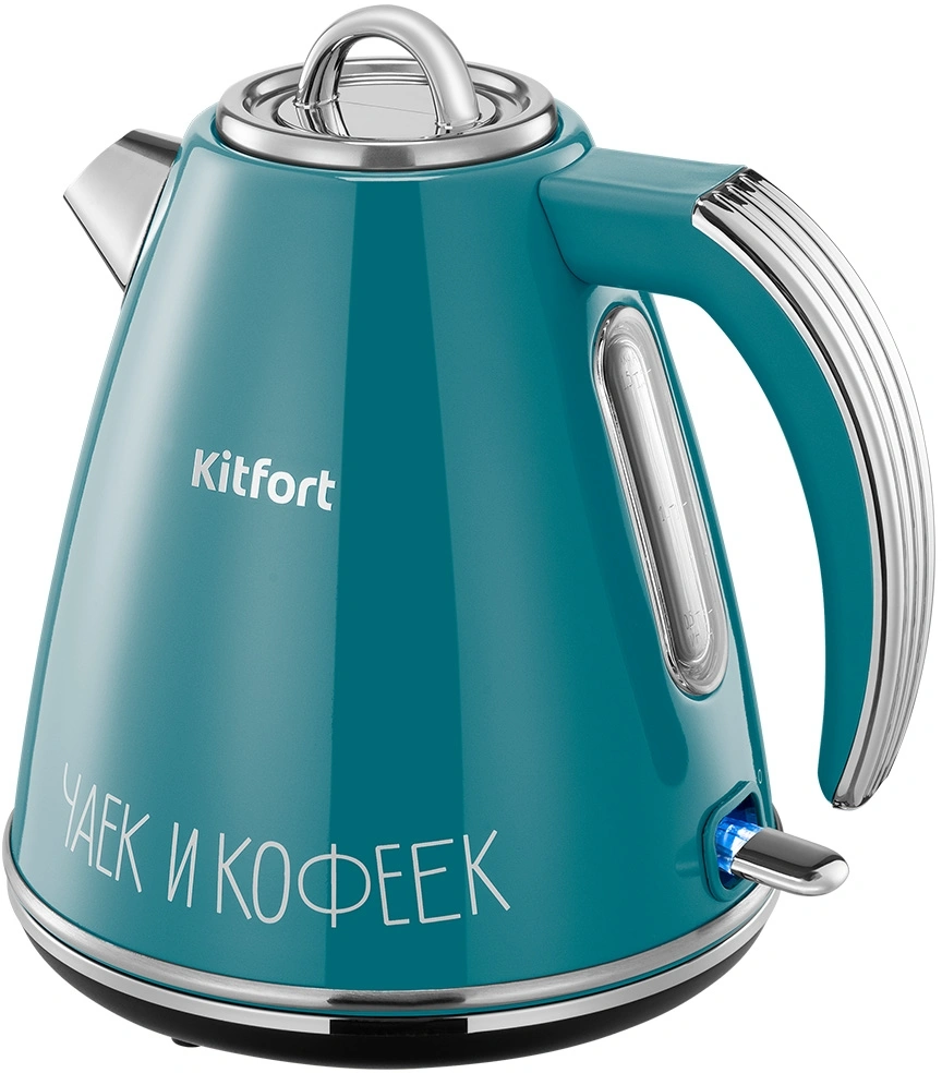 Чайник Kitfort КТ-6748, 1.5 л, 2200 Вт, бирюзовый/нерж. сталь