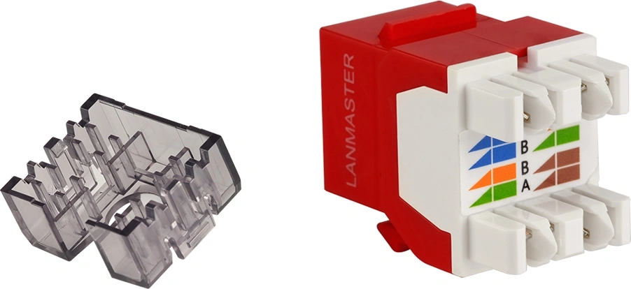 Модуль Модуль Keystone, RJ45, неэкранированный, кат.6, без шторки, 180 градусов, красный