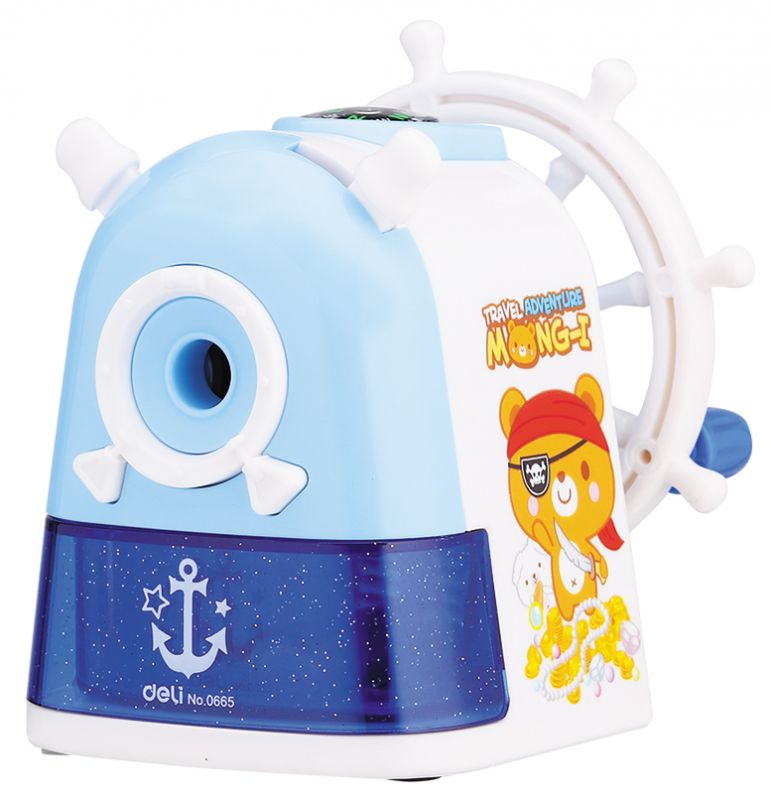 Точилка для карандашей механическая Deli Sailor E0665 1  отверстие пластик ассорти