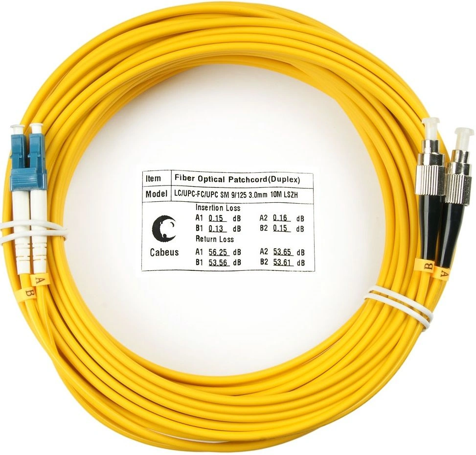 FOP(d)-9-LC-FC-20m Коммутационный шнур оптический Cabeus tight buffer Duplex LC/FC (UPC/UPC) OS2 9/125 LSZH D 3мм 20м цвет: жёлтый