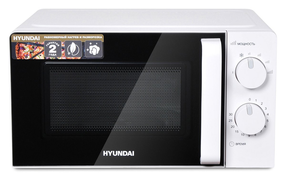 Микроволновая печь Hyundai HYM-M2038 белый, 20 л, 700 Вт, переключатели — поворотный механизм