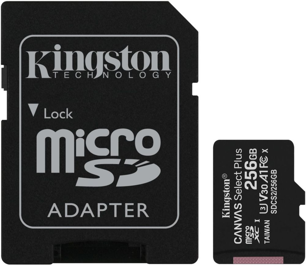 Флеш карта microSDHC 256Gb microSDXC Class10 Kingston <SDCS2/256Gb> UHS-I Canvas Select up to 100MB/s с адапт.