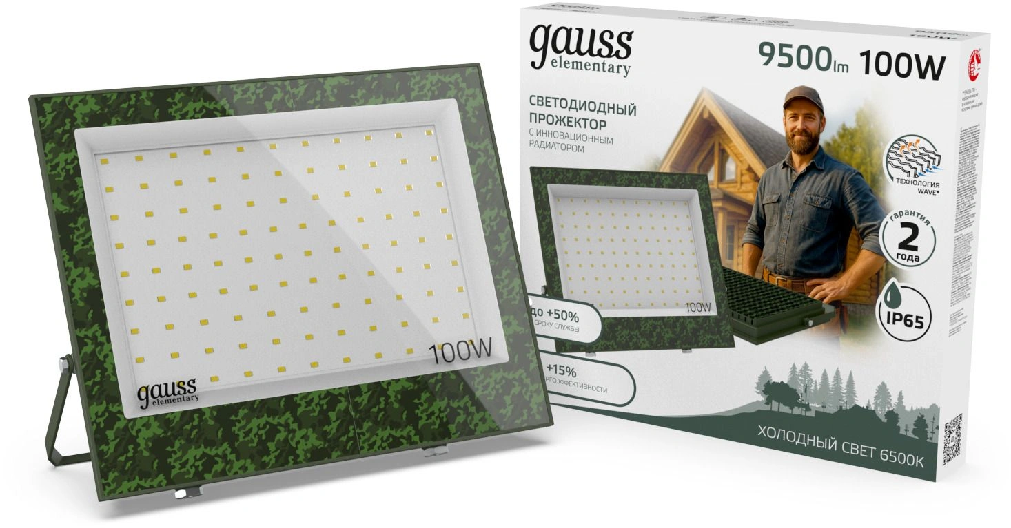 Прожектор уличный Gauss Elementary GFD006 светодиодный 100Втзеленый