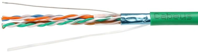 Cabeus FTP-4P-Cat.5e-SOLID-LSLTx-GN Кабель витая пара экранированная FTP (F/UTP), категория 5e, 4 пары (24 AWG), одножильный, зеленый, экран - фольга, нг(А)-LSLTx, (305 м) 305м