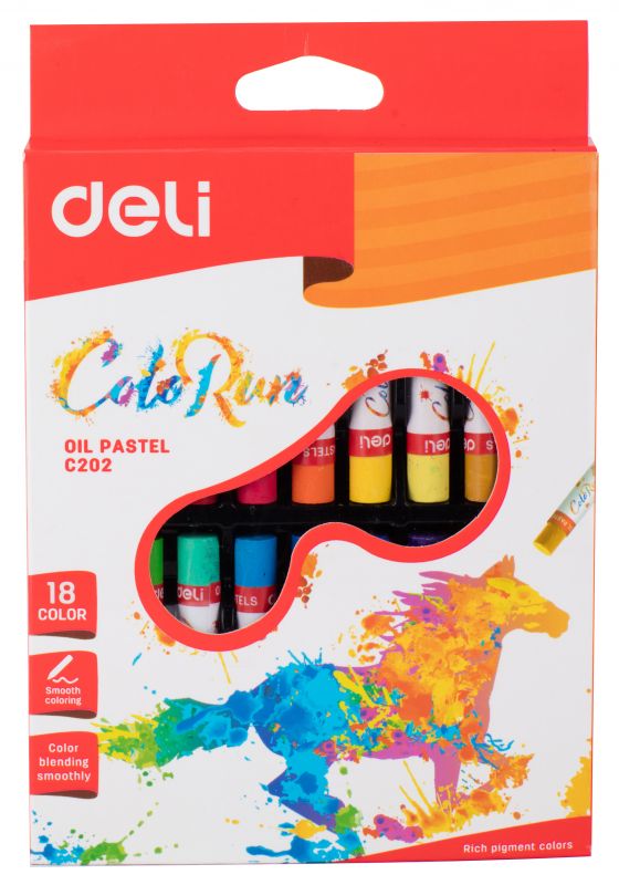 Масляная пастель Deli ColoRun EC20210 18 цветов, картонная коробка с европодвесом