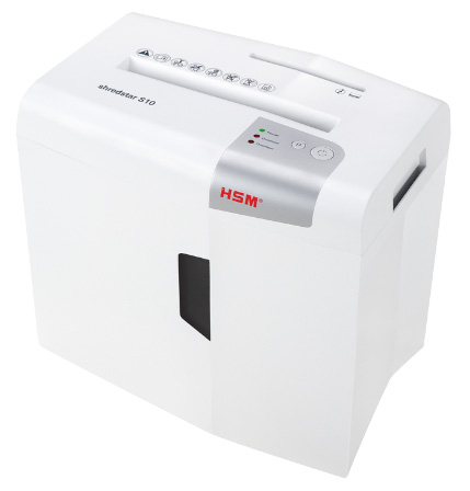 HSM Шредер Shredstar S10 WHITE - полоса 6 мм / 13 лист./ 18 литр./ класс 2/старт-стоп-реверс/ скобы, скрепки, карты, CD.