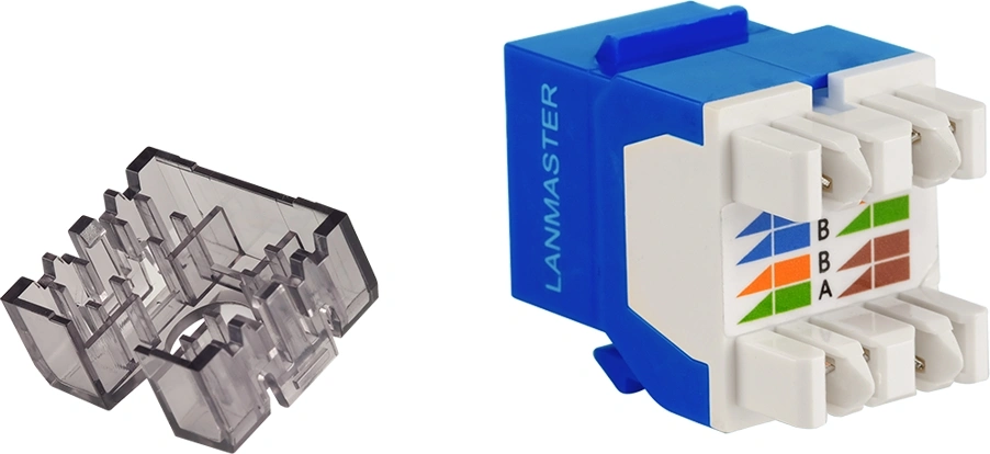 Модуль Модуль Keystone, RJ45, неэкранированный, кат.6, без шторки, 180 градусов, синий