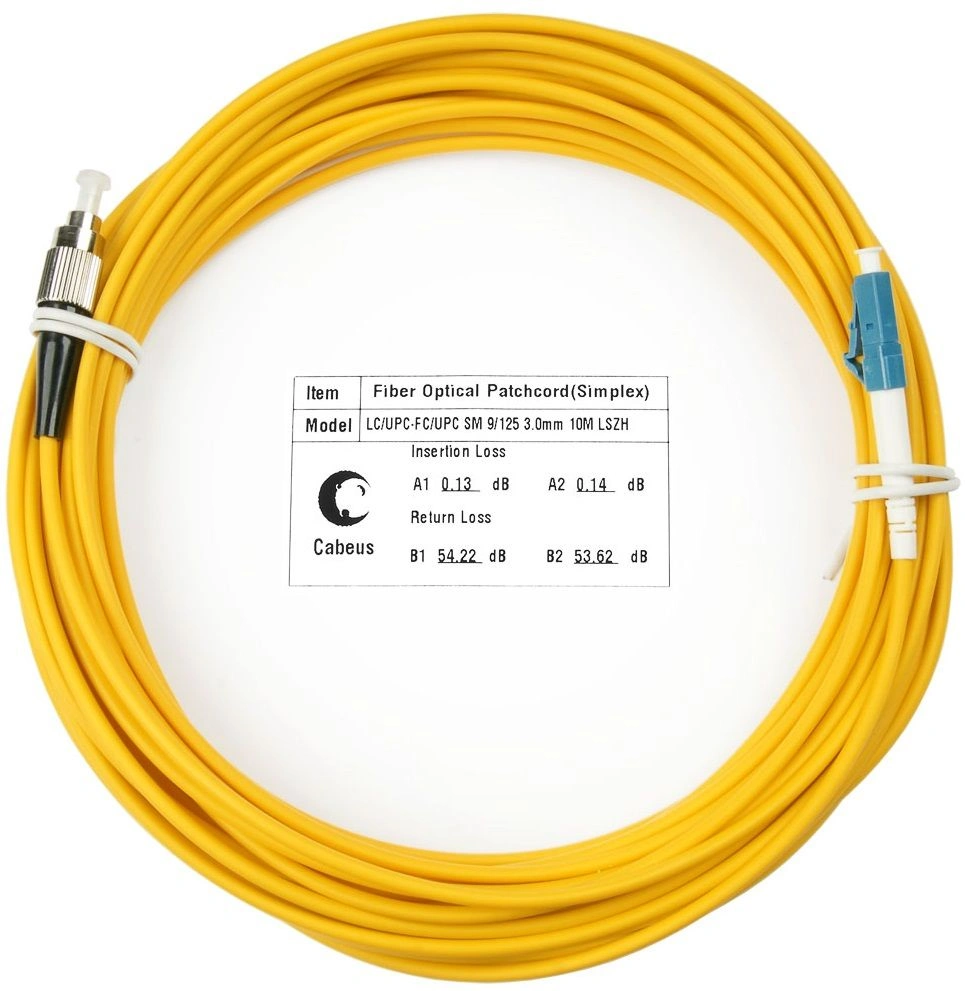 FOP(s)-9-LC-FC-15m Коммутационный шнур оптический Cabeus tight buffer Simplex FC/LC (UPC/UPC) OS2 9/125 LSZH D 3мм 15м цвет: жёлтый