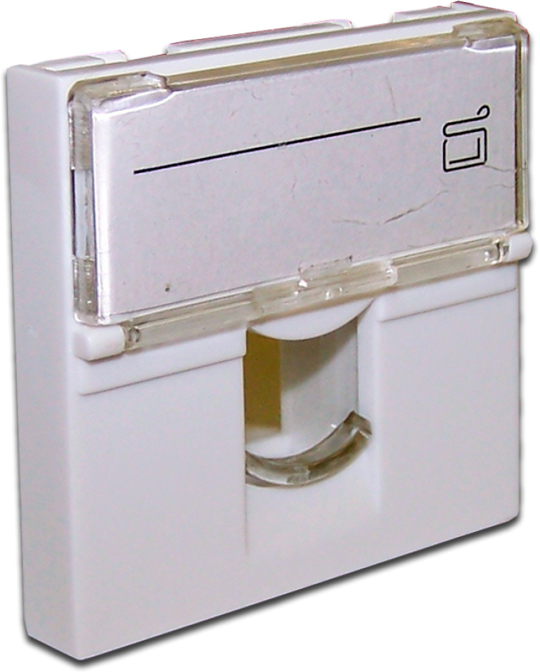LAN-SIP-23L-WH Вставка в розеточную панель Lanmaster 1х keystone 45х45 мм (ВхШ) плоская шторки с увеличенным окном маркировки цвет: белый