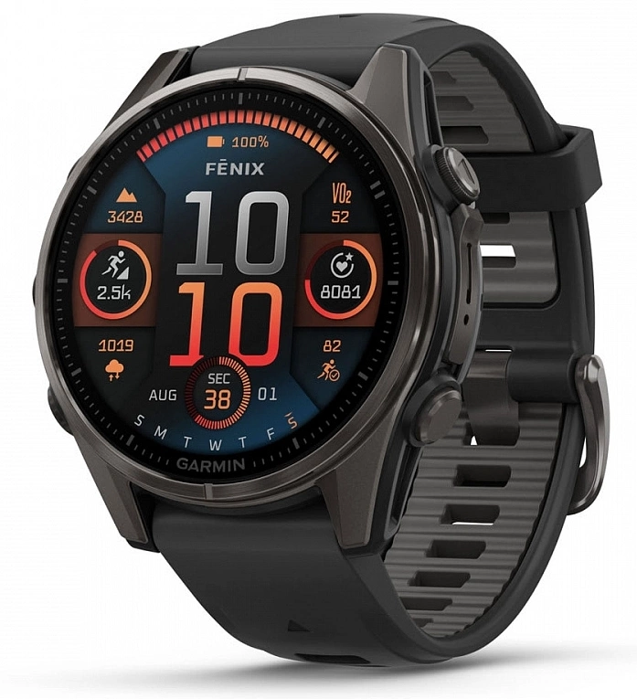 Смарт-часы Garmin Fenix 8 43мм 1.3" AMOLED корп.черный рем.черный разм.брасл.:108-182мм (010-02903-21)