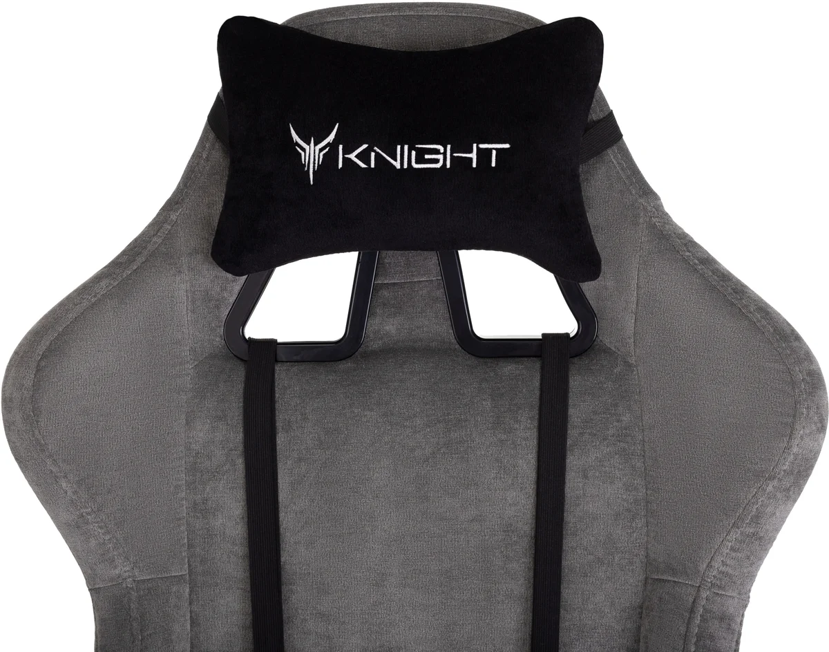 Кресло игровое Knight Terminator серый Light-19 с подголов. крестов. металл