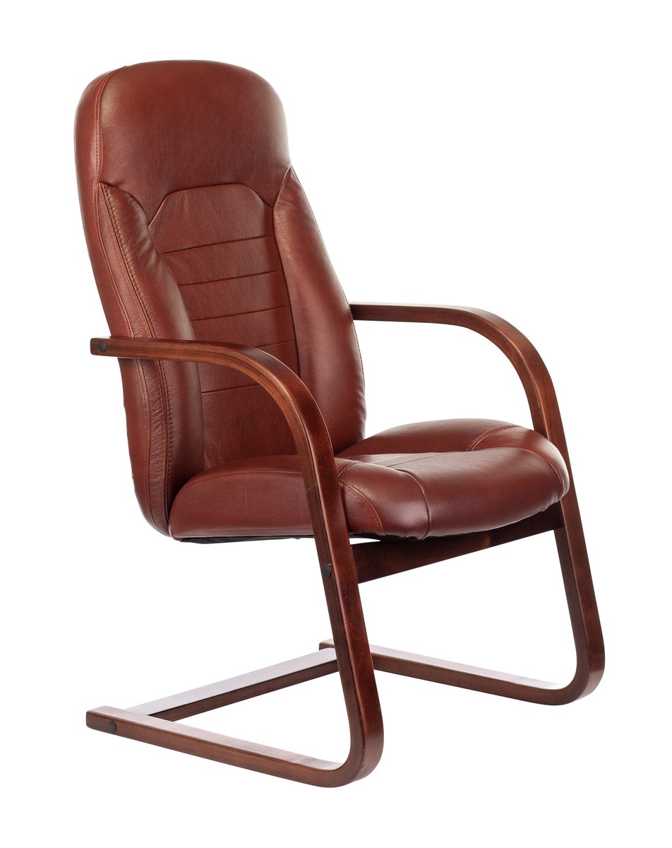 Кресло Бюрократ T-9923WALNUT-AV светло-коричневый Leather Eichel кожа полозья дерево коричневый