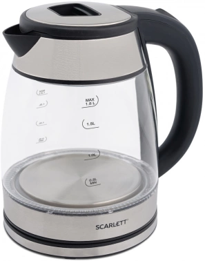 Чайник электрический Scarlett SC-EK27G40 1.8л. 1800Вт серебристый/черный корпус: стекло