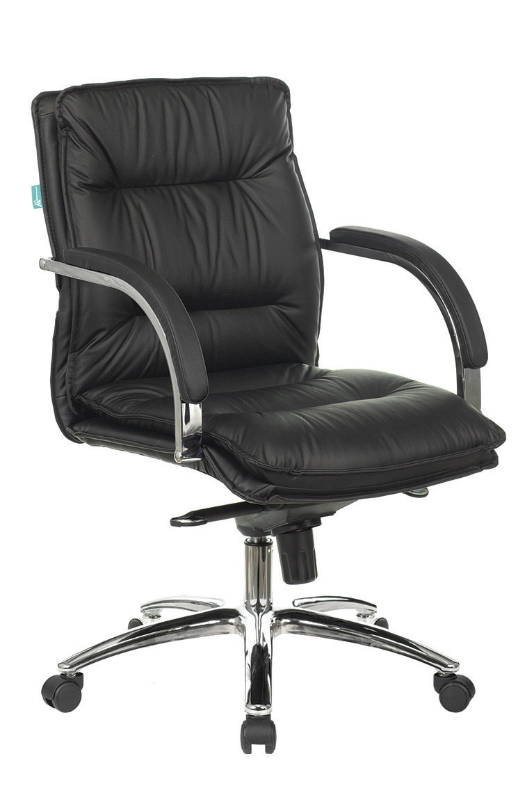 T-9927SL-LOW/BLACK Кресло руководителя Бюрократ T-9927SL-LOW черный кожа низк.спин. крестов. металл хром