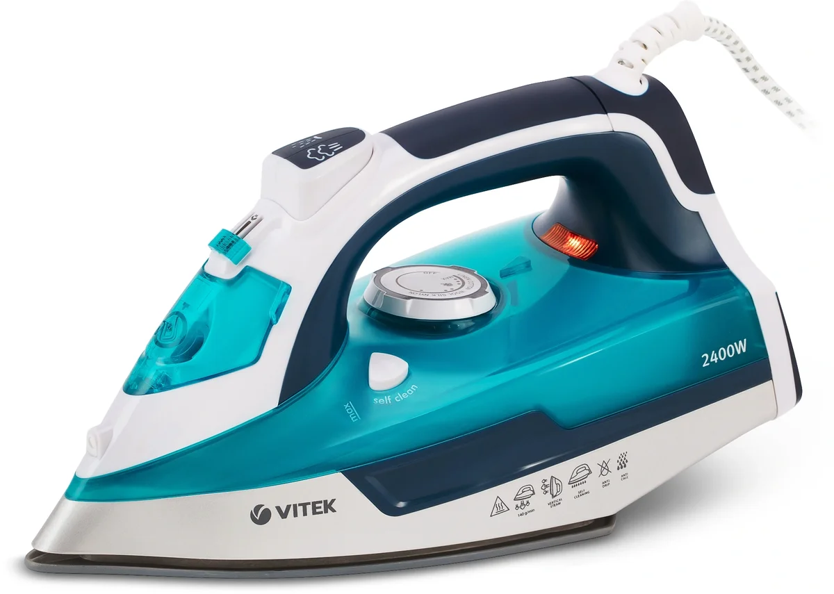 Утюг Vitek VT-1266, с паровым ударом, 2400Вт, синий