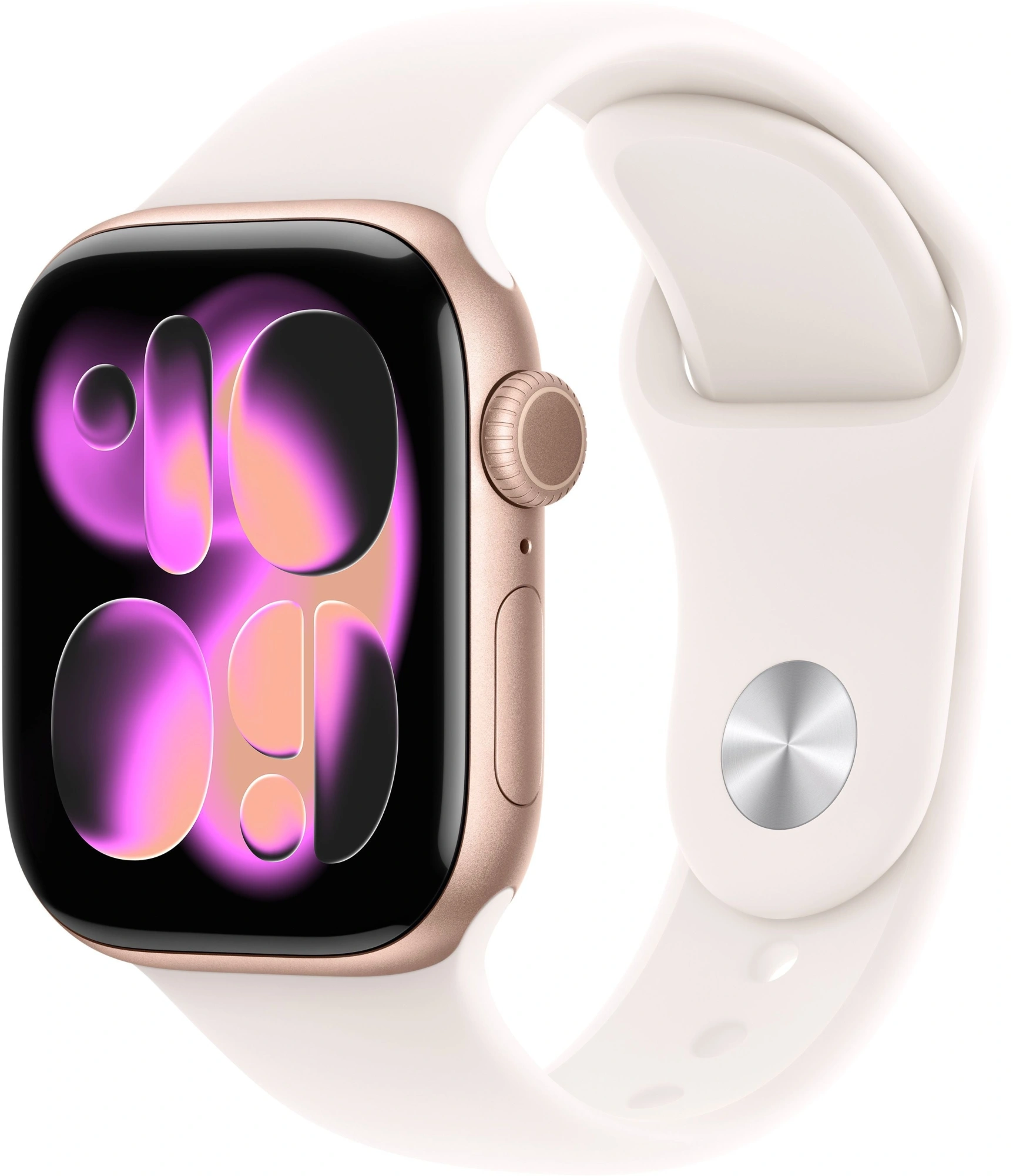 Смарт-часы Apple Watch Series 11 A3331 42мм OLED корп.розовое золото Sport Band рем.белый разм.брасл.:M/L (MEU44X/A)