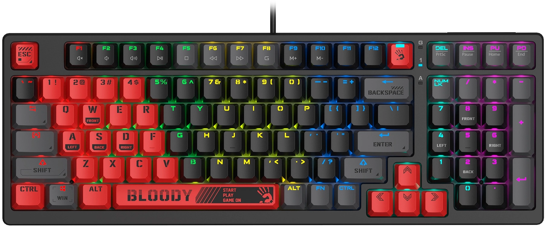 Клавиатура A4Tech S98 Sports механическая красный/черный USB for gamer LED (S98 SPORTS RED BLMS RED PLUS) кабель 1.8м