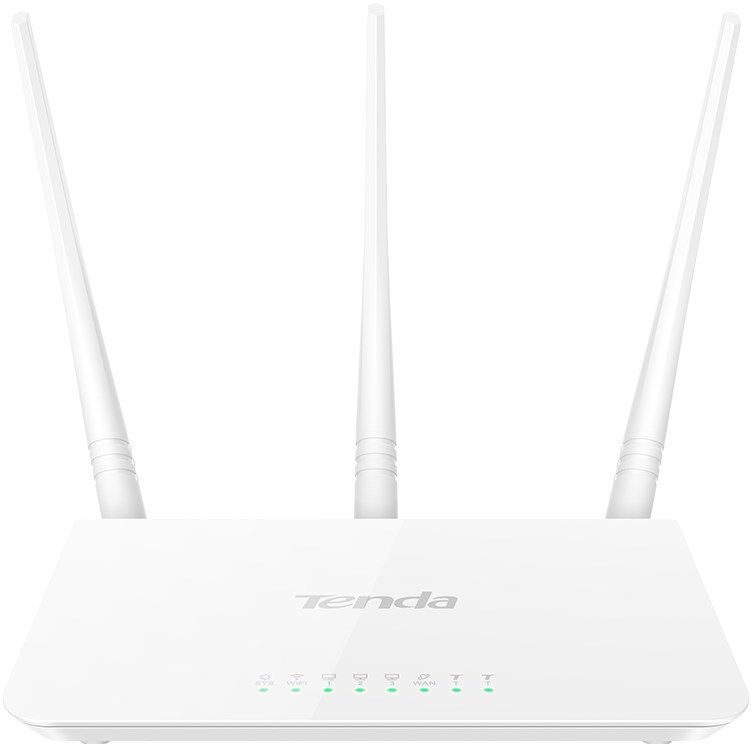 Маршрутизатор Tenda F3 Wi-Fi роутер N300 до 300 Мбит/с на 2,4 ГГц, 3x5dBi антенны, LAN 3x10/100 Мбит/с, WAN 1x10/100 Мбит/с