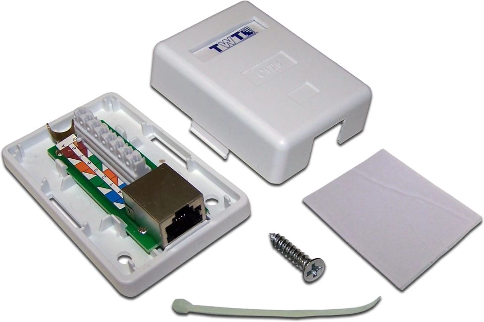 Розетка Lanmaster TWT-SM1-45/S6-WH настен.RJ45 кат.6 STP бел. (упак.:1шт)