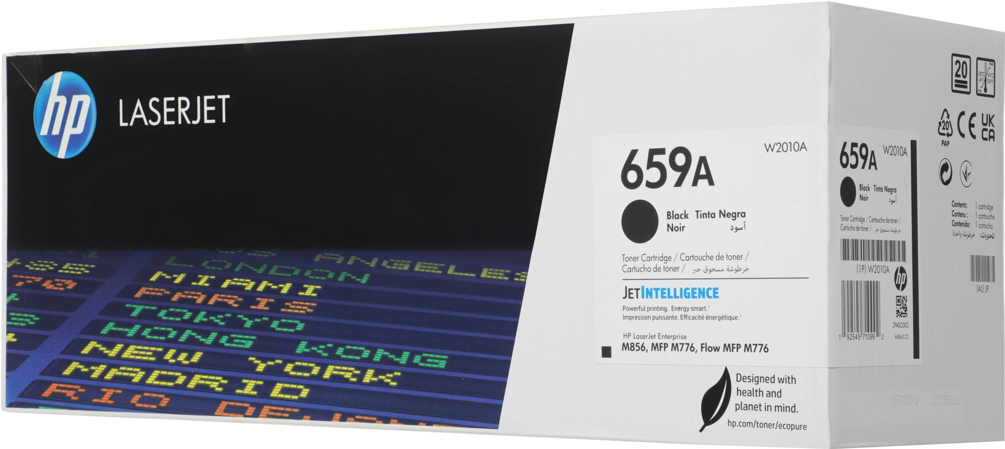 W2010A - 659A Black LaserJet Toner Cartridge  for Color LaserJet Enterprise M856dn/M856X/M776z/M776zs/M776d, up to 16000 pages
