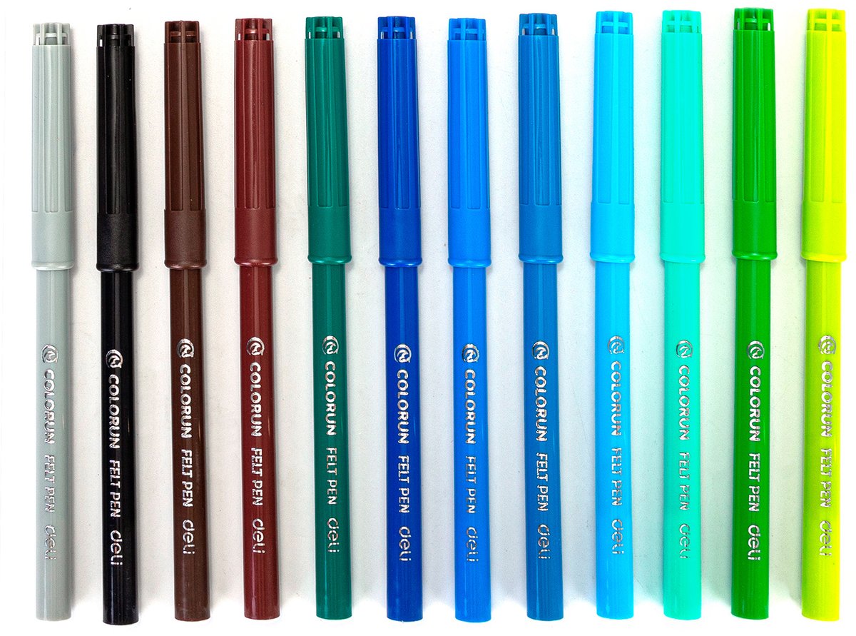 Фломастеры Deli EC10023 ColoRun, вентилируемый колпачок, 24 цвета, пакет с европодвесом