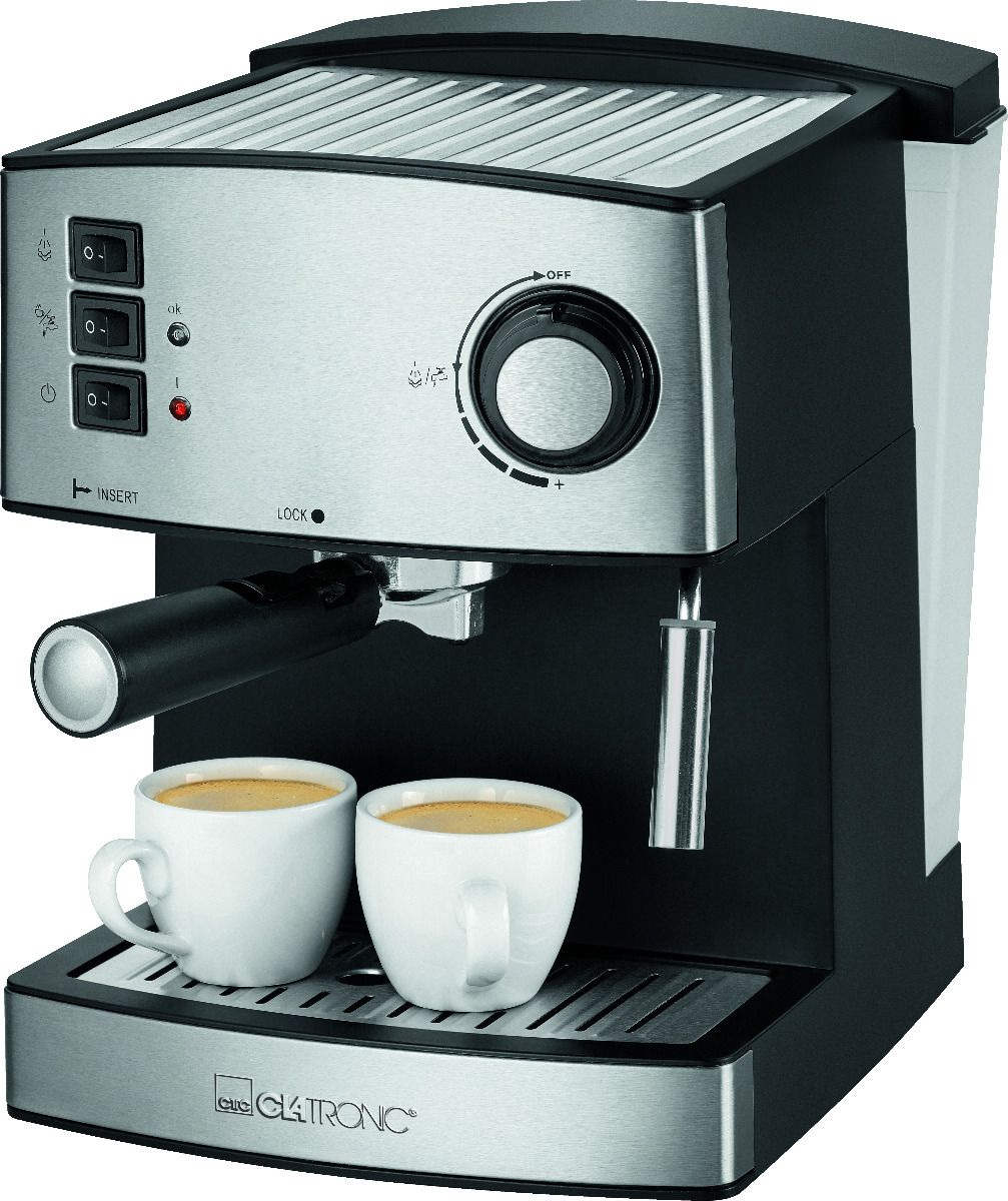 Кофеварка рожковая Clatronic ES 3643, 1.6л, дисплей, черный/нержавеющая сталь (ES 3643)
