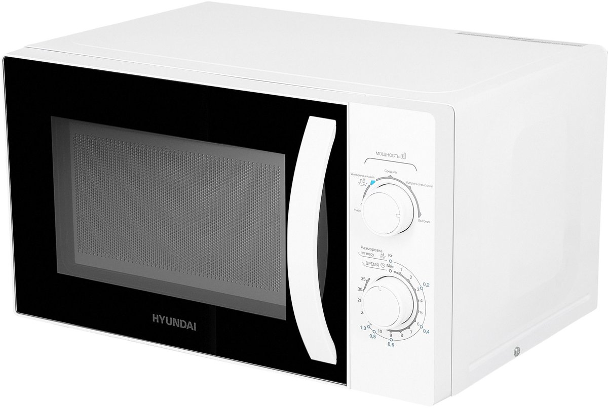 Микроволновая печь Hyundai HYM-M2067 белый, 20 л, 700 Вт, переключатели - поворотный механизм