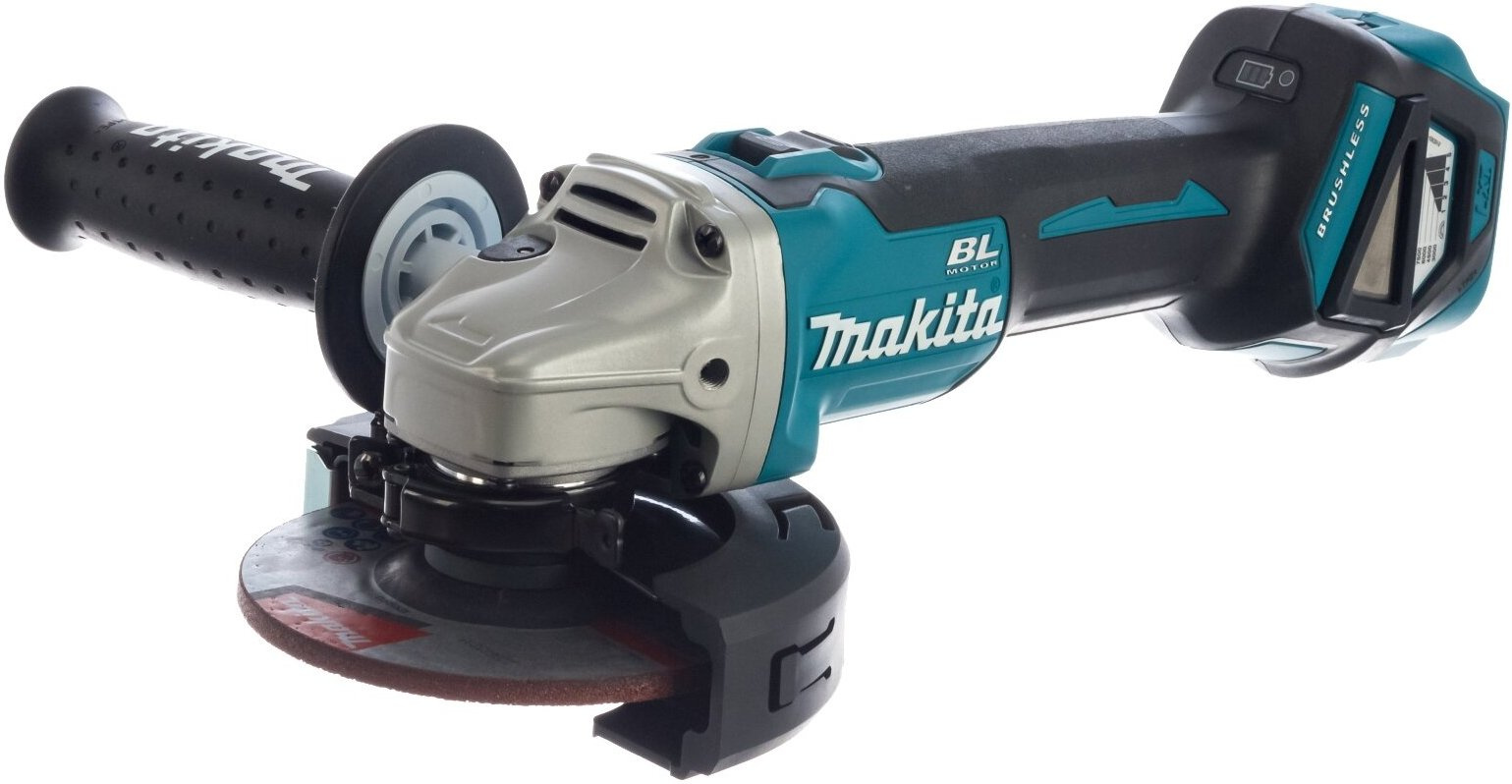 Makita DGA511Z УШМ акк б\щет,ф125мм,{18В,Li-ion,3000-8500об\м,2.3кг,кор,б\ак,з\у,пл пуск,anti-restart,защ от обр.уд,}